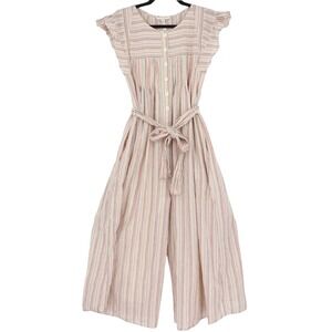Apiece Apart Women's Oaxaca Jumpsuit Size 6 Striped Wide Leg Button Bohemian